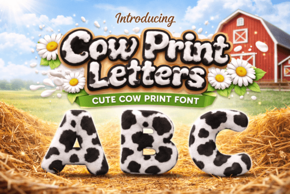 Cow Print Letters Font for Playful Digital Branding