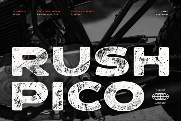 Rushpico: Bold Rough Distressed Stamp Font for High-Impact Marketing